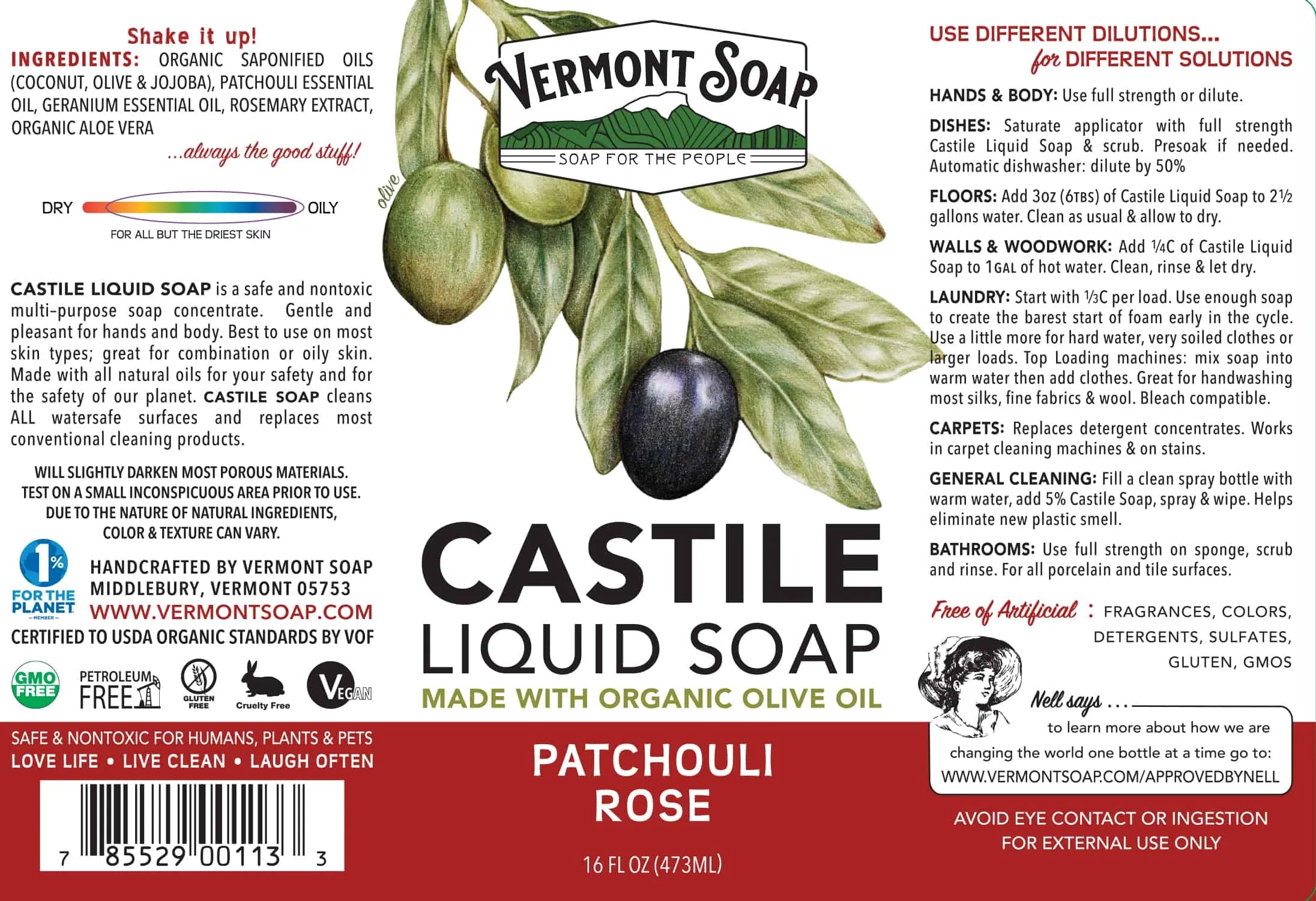 Vermont Soap Liquid Castile Soap Patchouli Rose