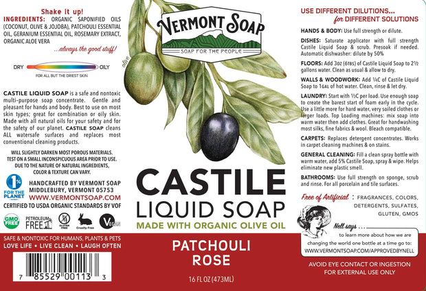 Vermont Soap Liquid Castile Soap Patchouli Rose