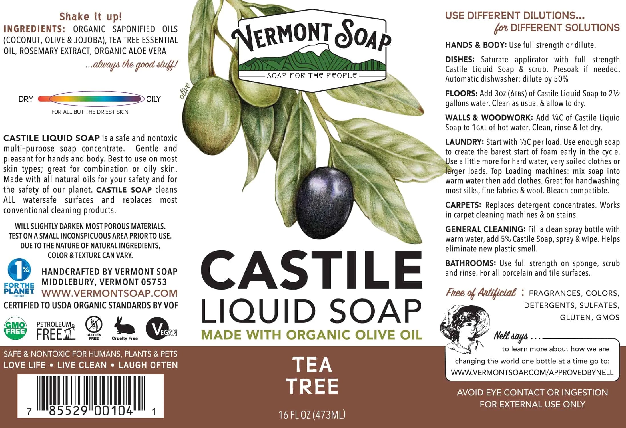 Vermont Tea Tree Liquid Castile Soap