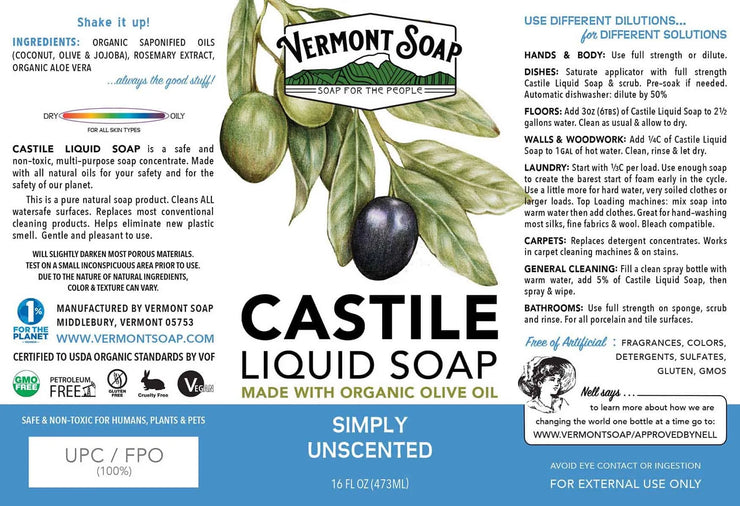 Vermont Simply Unscented Liquid Castile